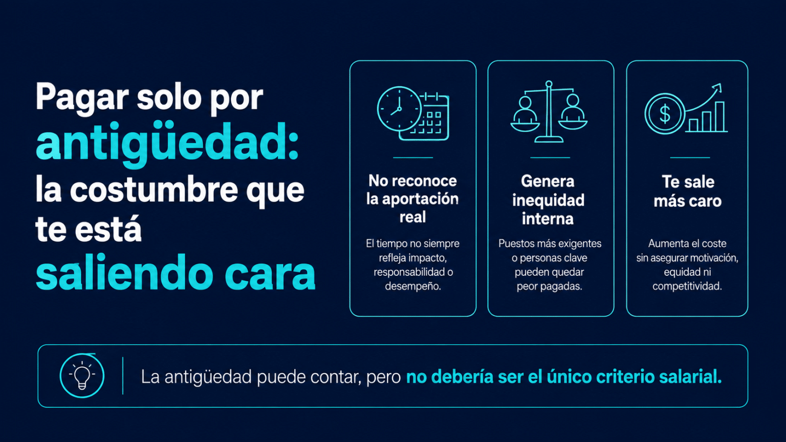 Pagar solo por antigüedad: por qué este criterio salarial puede generar inequidad interna y aumentar el coste de la empresa.