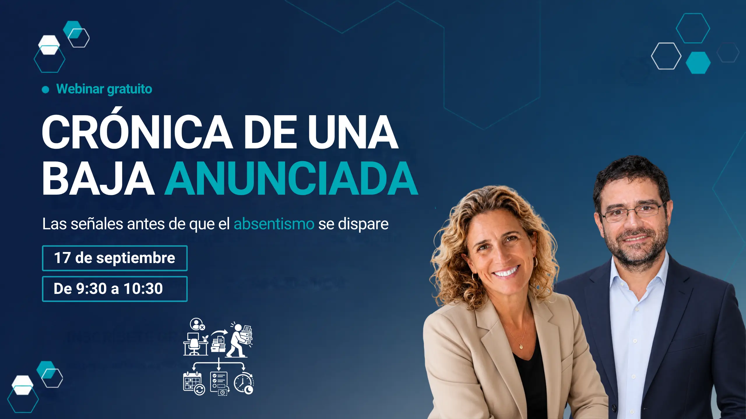 Webinar gratuito de RETRiBUiA sobre absentismo laboral y señales previas a una baja, el 17 de septiembre de 9:30 a 10:30.